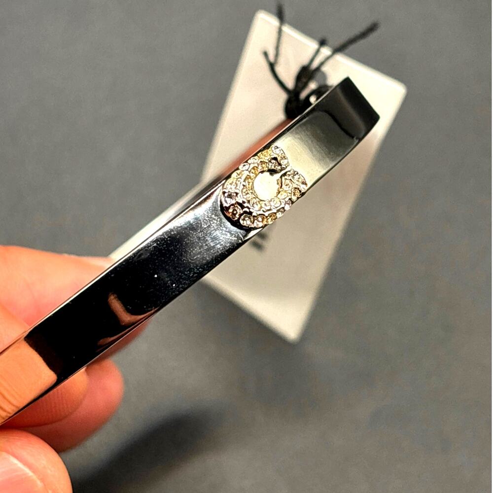 Coach Pavé C Hinged Silver Tone Bangle Women's Bracelet NIBWT - Picture 4 of 17